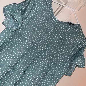 Polka dot green midi dress
